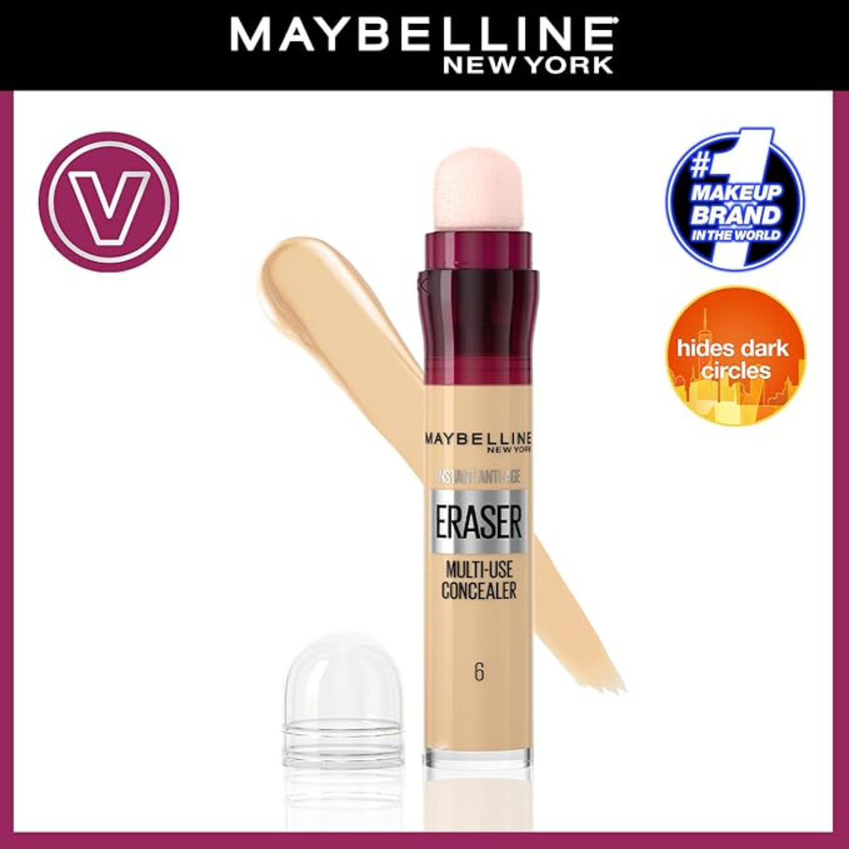 Maybelline New York Instant Eraser Concealer 6 Neutralizer - Image 2
