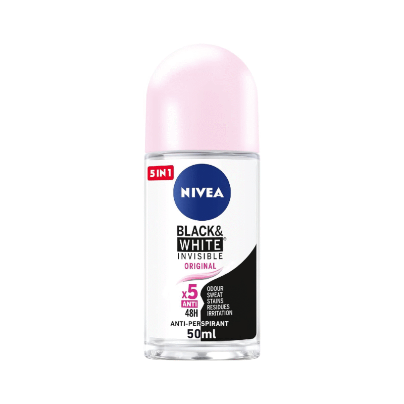 NIVEA Antiperspirant Roll-on for Women, Black & White Invisible Protection Original, 50ml