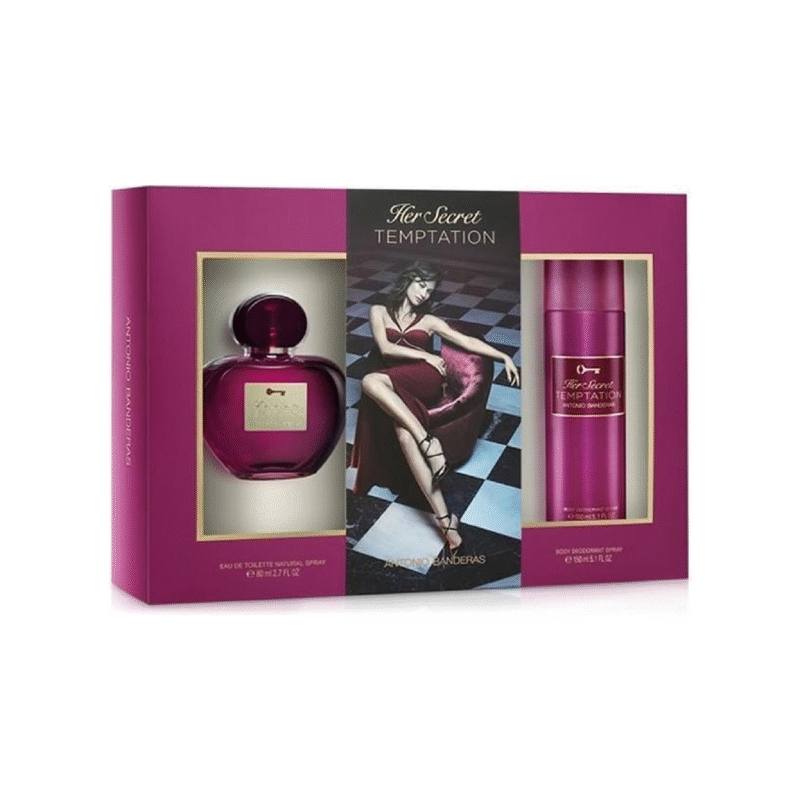 Antonio Banderas Her Secret Temptation Eau De Toilette Spray 80ml Set