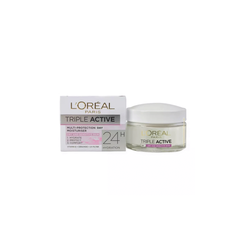 L'Oreal Triple Active Multi-Protection Day Moisturiser For Dry To Sensitive Skin 50Ml