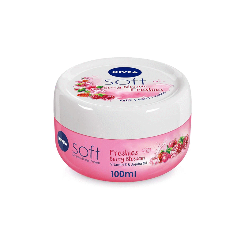 NIVEA Moisturising Cream, Soft Freshies Refreshing Berry Blossom, Jar 100ml
