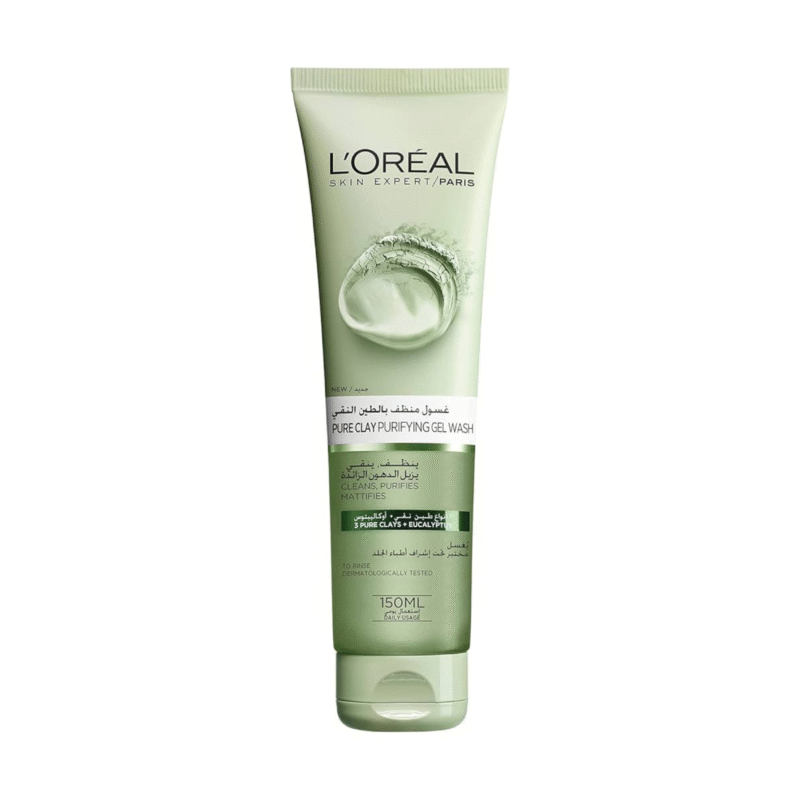 L'Oreal Paris Pure Clay Green Cleanser with Eucalyptus, Purifies & Matifies 150ml