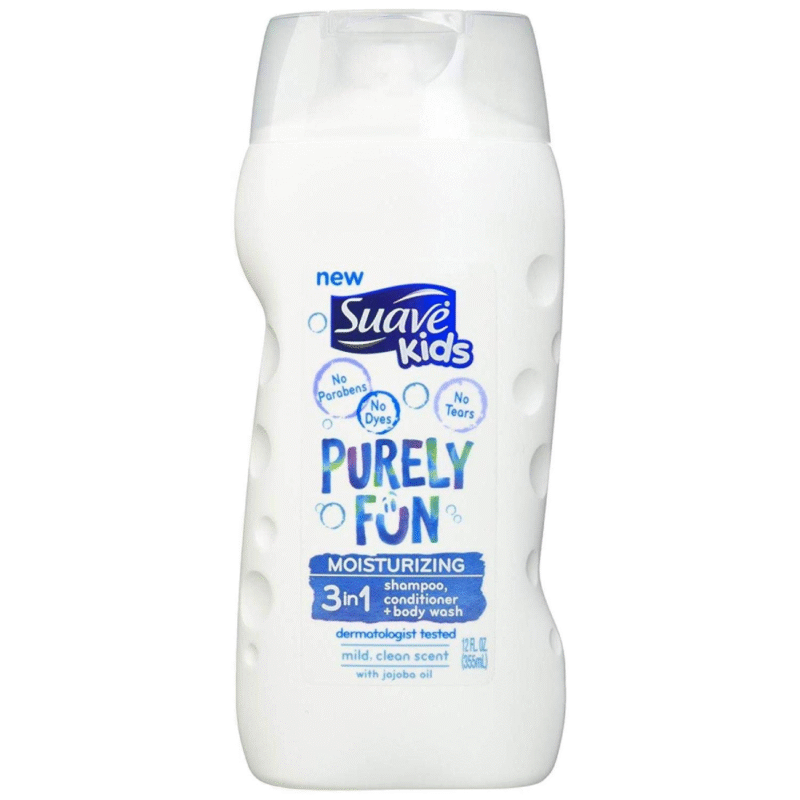 Suave Kids 3 In 1 Shampoo, Conditioner, Body Wash, Purely Fun12 Ounce