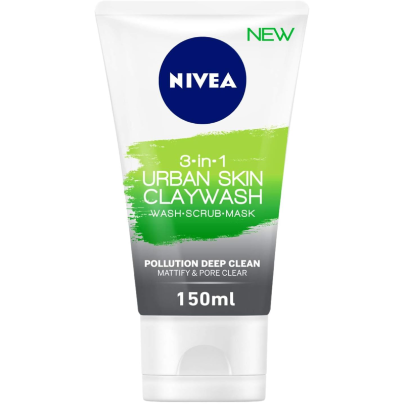 NIVEA Face Wash Scrub Mask, 3in1 Urban Skin Clay 150 ml