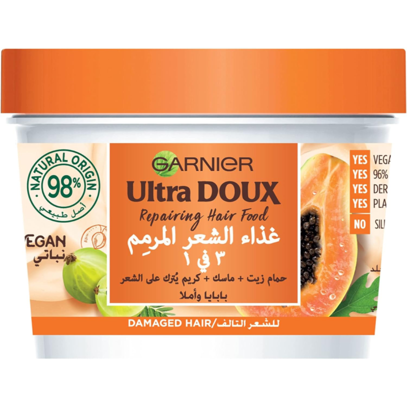 Garnier Ultra Doux Repairing Papaya 3-in-1 Hair, For Damaged Hair, 390 ml