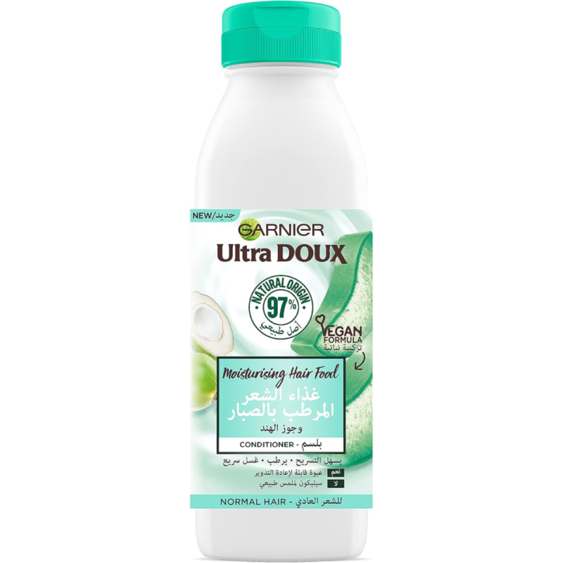 Garnier Ultra Doux Moisturising Aloe Vera Hair Food Conditioner for Normal Hair, 350 ml
