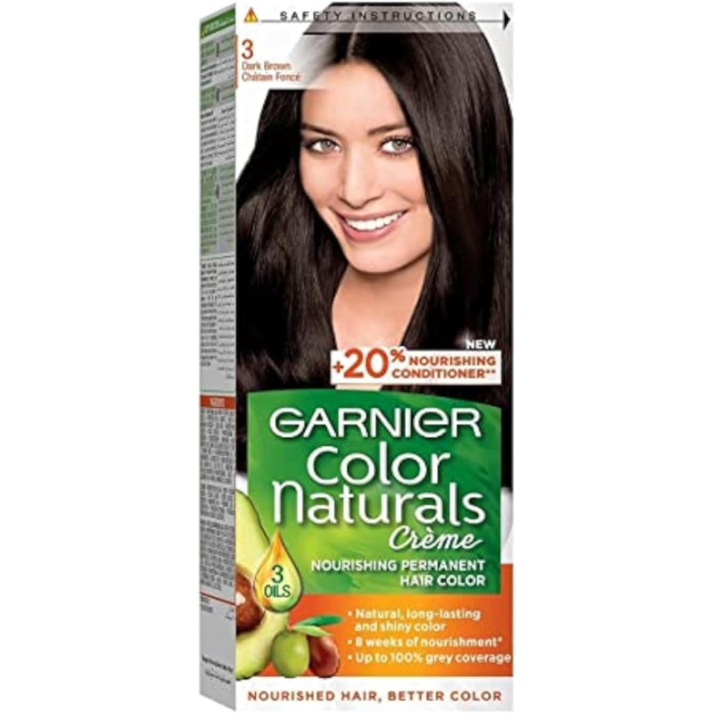 Garnier Color Naturals Permanent Crème Hair Color - 3 Dark Brown