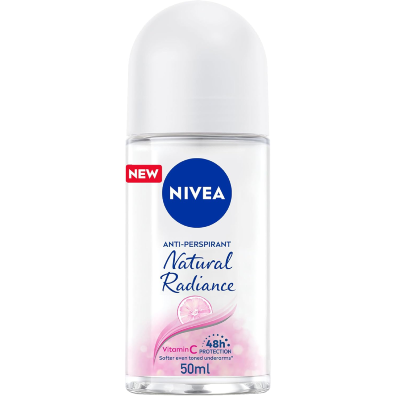 NIVEA Antiperspirant Roll-on for Women, 48h Protection, Natural Radiance, 50ml