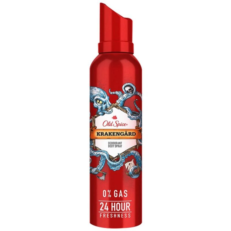 Old Spice Deodorant Body Spray Krakengard, 0% Gas & 24 Hour Freshness, Long-Lasting Fragrance, 140 ml