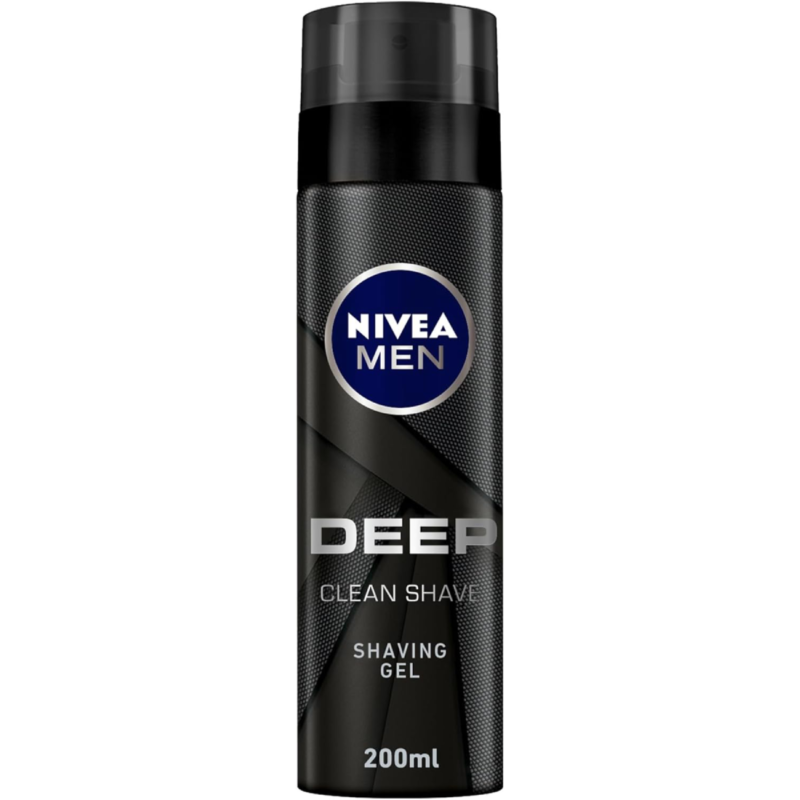 NIVEA MEN Shaving Gel, DEEP Clean Shave Antibacterial Black Carbon, 200ml