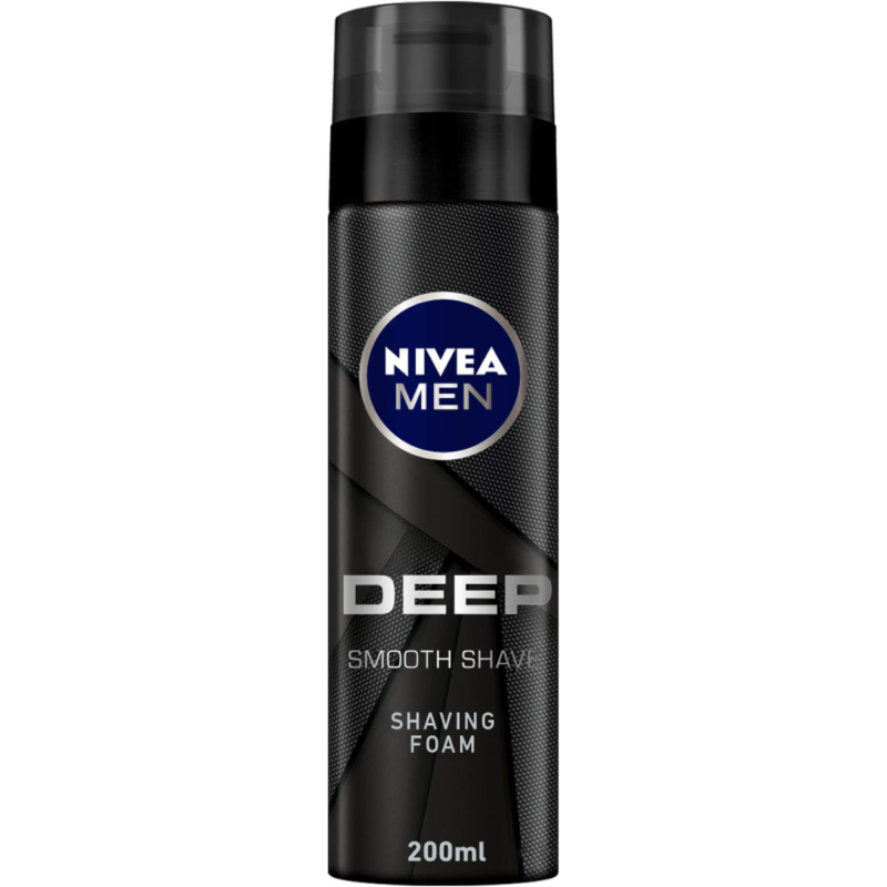 NIVEA MEN Shaving Foam, DEEP Smooth Shave Antibacterial Black Carbon, 200ml