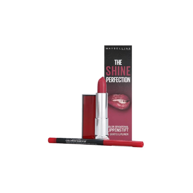 Maybelline The Shine Lip Kit-540Hollywood Red+Lipliner 80 Ruler Röd