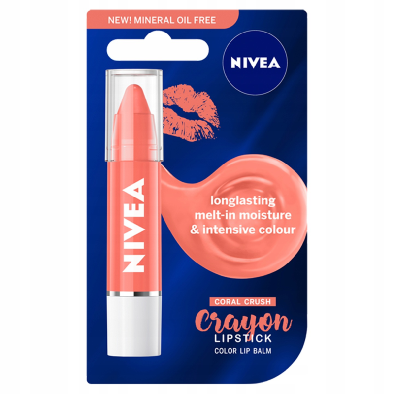 Nivea Coloron Coral Crush Glossy Lip Crayon Lip Balm 3g