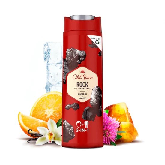 OLD SPICE Rock with Charcoal 3 in 1 Shower Gel & Shampoo - 400ml