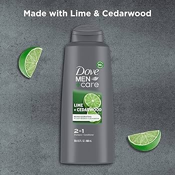 Dove Men+Care Lime & Cedarwood 2-in-1 Shampoo + Conditioner with Plant-Based Cleansers