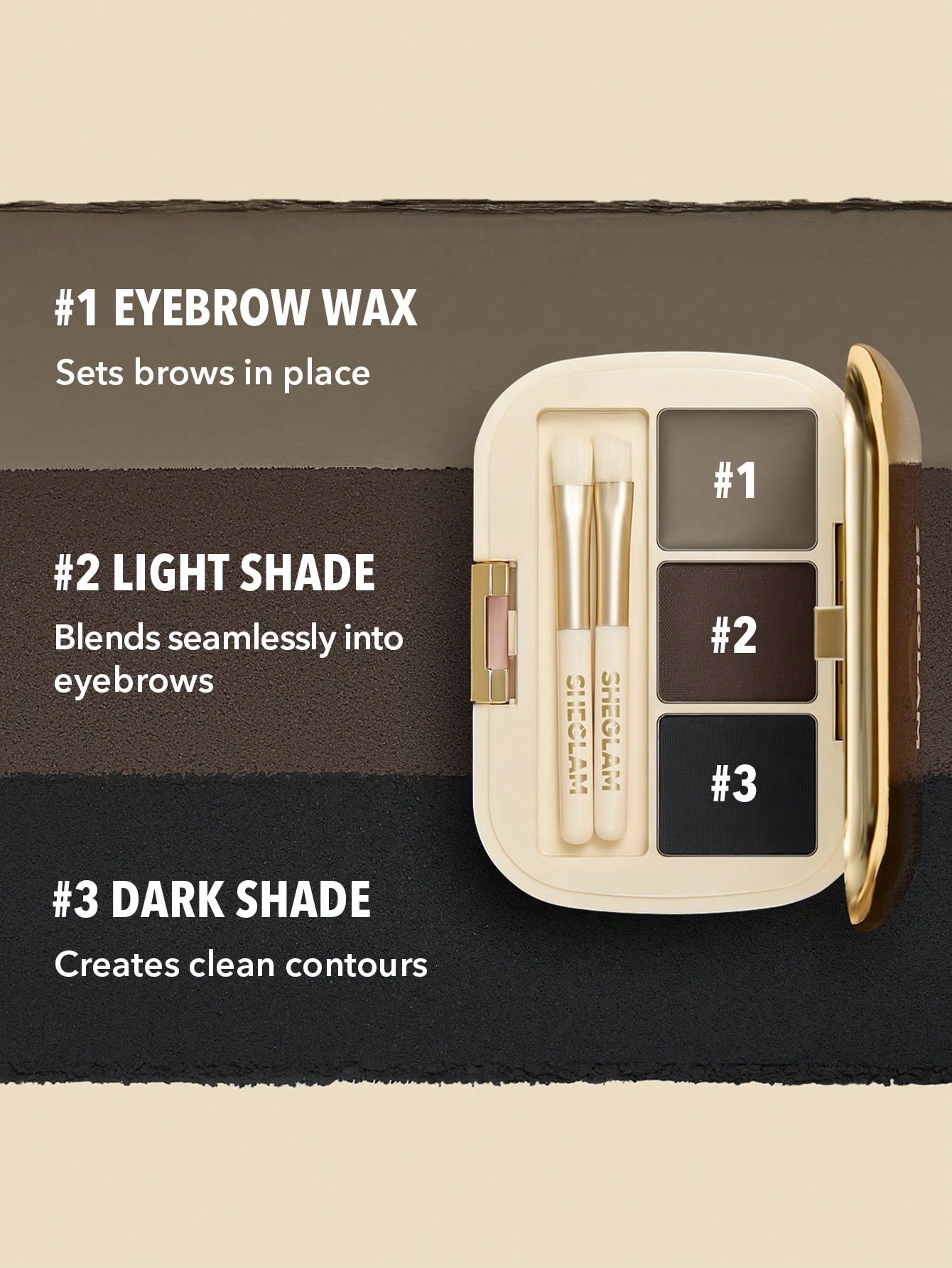 SHEGLAM Full-Filled Eyebrow Palette-102 Ash Brown - Image 3
