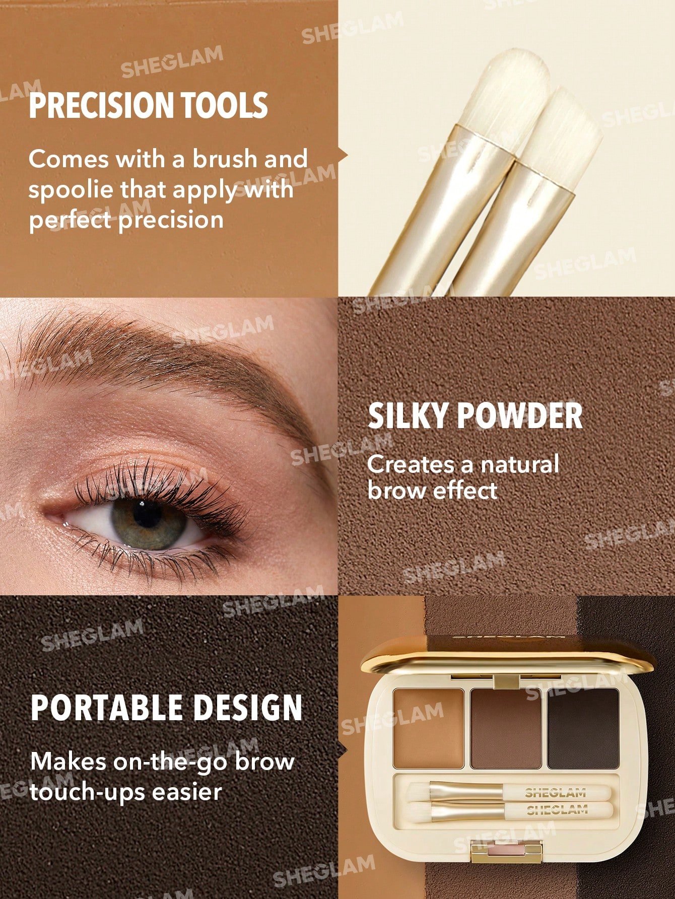 SHEGLAM Full-Filled Eyebrow Palette-102 Ash Brown - Image 4