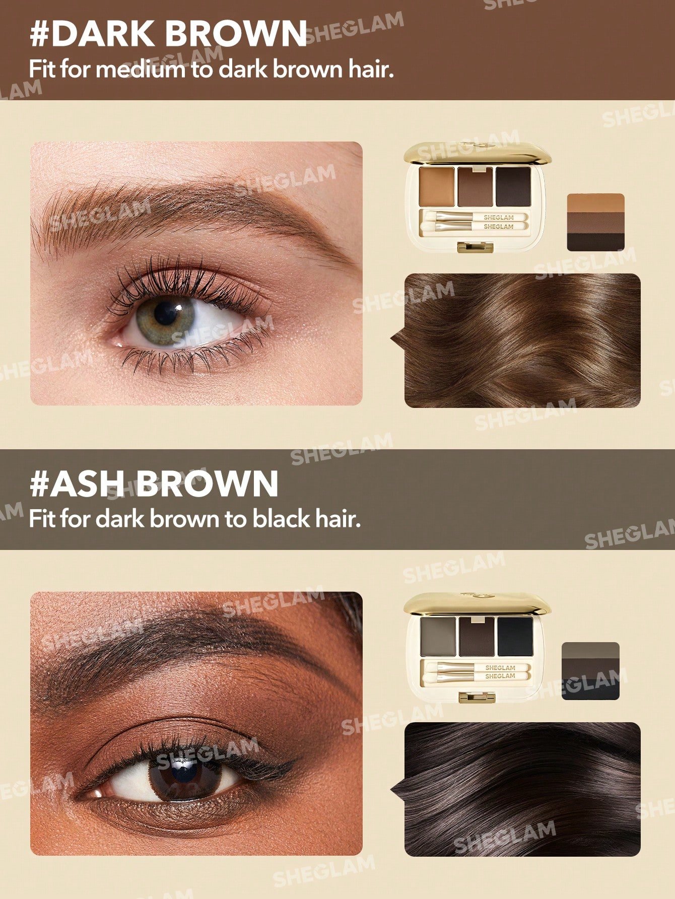 SHEGLAM Full-Filled Eyebrow Palette-102 Ash Brown - Image 6
