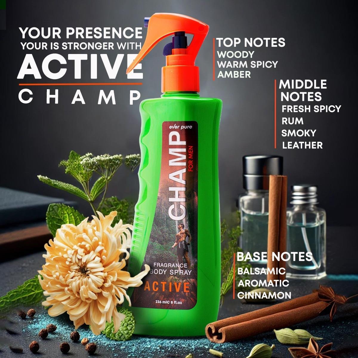 champ fragrance mist active 236 ML - Image 2