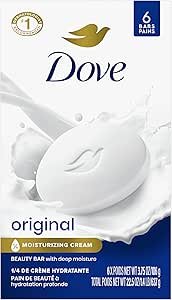 Dove Beauty Bar Gentle Skin Cleanser Moisturizing for Gentle Soft Skin Care Original Made With 1/4 Moisturizing Cream 3.75 oz, 6 Bars