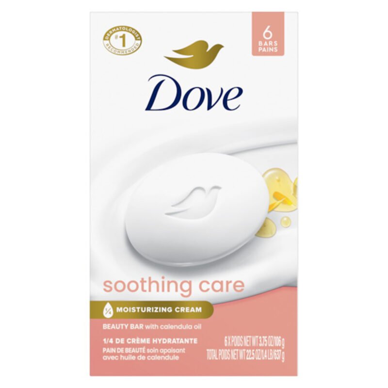 Dove Soothing Care Moisturizing Beauty Bar with Calendula Oil for Sensitive Skin