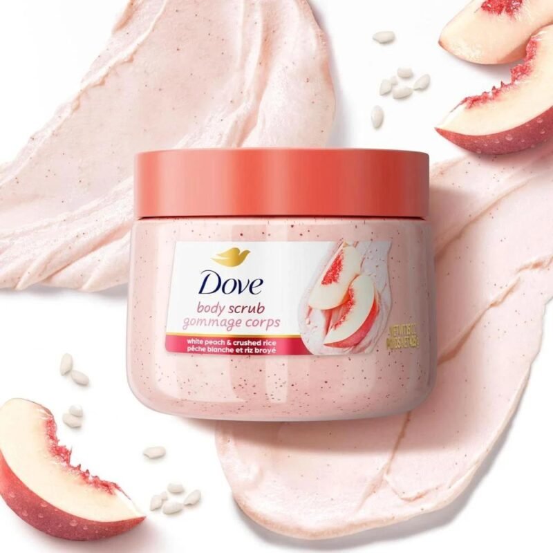 Dove White Peach & Crushed Rice Body Scrub Exfoliates and Deeply Nourishes for Smooth, Radiant Skin