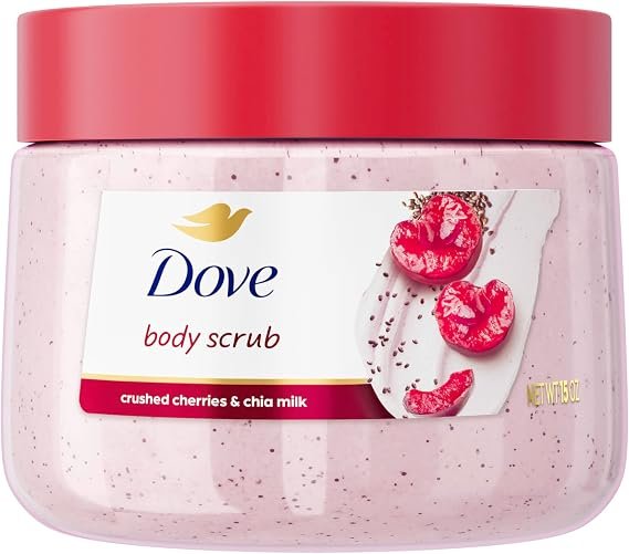 Dove Cherry & Chia Milk Body Scrub Exfoliates and Deeply Nourishes for Smooth, Radiant Skin