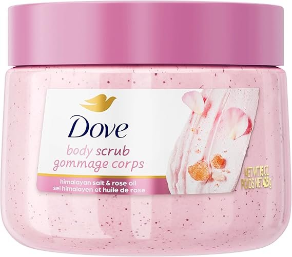 Dove Himalayan Salt & Rose Oil Body Scrub Exfoliates and Deeply Nourishes for Smooth, Radiant Skin
