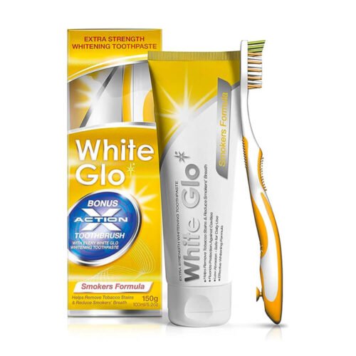 White Glo Toothpaste Smokers form against tooth yellowing toothbrush