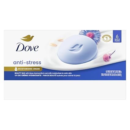 Dove Beauty Bar Gentle Cleanser Anti-Stress Cream Bar Moisturizes 6 pack | To Calm Skin Gentle Bar Soap Cleanser Made With 1/4 Moisturizing Cream