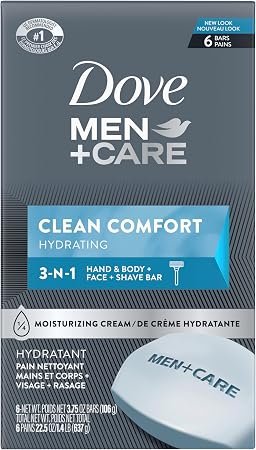 ove Men+Care MEN + CARE Body Soap and Face Bar to Hydrate Skin Clean Comfort More Moisturizing Than Bar Soap 3.75 oz 6 Bars